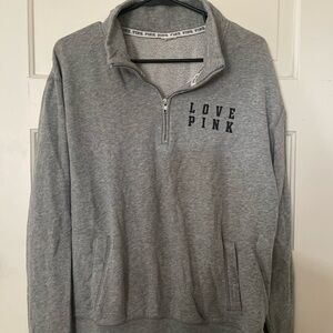 PINK Victoria's Secret Gray Quarter-Zip Sweatshirt